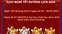 Lịch nghỉ Tết dương lịch năm 2022