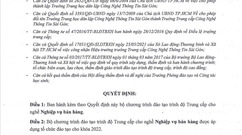 Kế hoạch đào tạo khóa học 2022 - 2024 Ngành Nghiệp vụ bán hàng