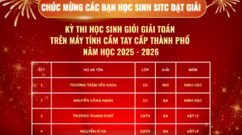 [BẢN TIN VINH DANH] HỌC SINH SITC ĐẠT THÀNH TÍCH CAO TẠI KỲ THI HSG GIẢI TOÁN TRÊN MÁY TÍNH CẦM TAY CẤP THÀNH PHỐ LẦN THỨ 32
